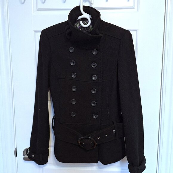 Zara TRF black wool blend jacket with cute floral lining - Picture 8 of 17